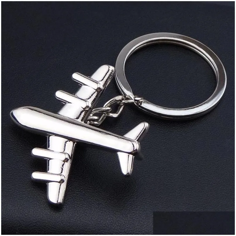 creative mini air plane metal alloy keychains keyring christmas birthday wedding party gift favor 3d pendant za4533