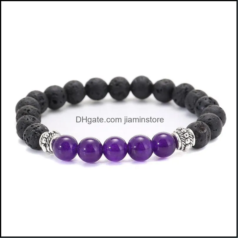 8mm natural lava stone bead turquoise tiger eye bracelet diy volcano  oil diffuser bracelet for women men jewelry