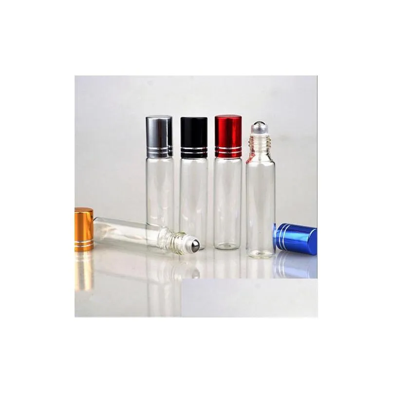 10ml travel clear roller refillable rollon glass perfume bottle lip balms roll on bottles shipping