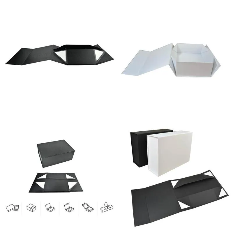 foldable black white hard gift box with magnetic closure lid favor boxes childrens shoes storage box 22x16x10cm lx3806