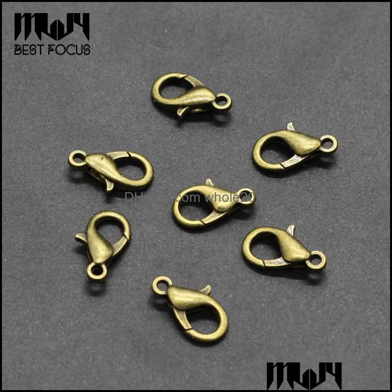 6 colors alloy lobster clasps for necklace 12mm diy hook clasps with open tools ring jewelry making wholesale 1000 pcs/lot