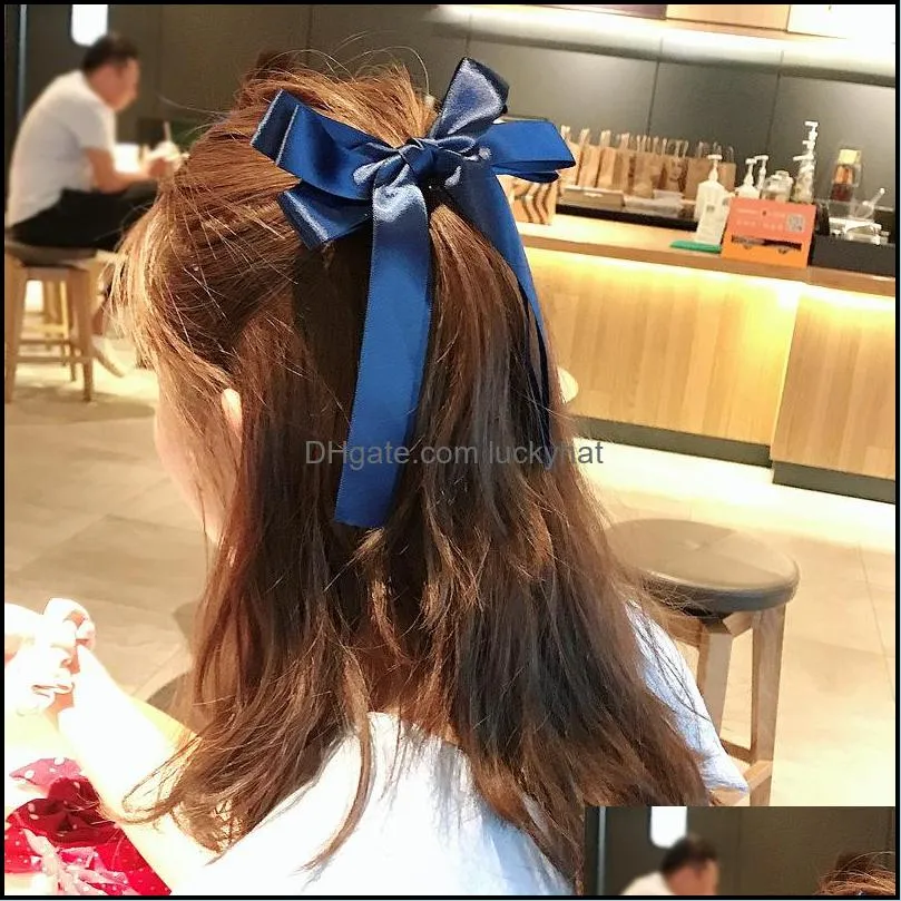 vintage barrettes big bow hairs clip for women girls wedding long ribbon korean hairpins barrette hair accessories