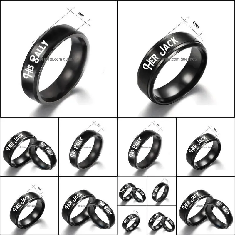 stainless steel couple rings handwear her jack his sally titanium steel rings