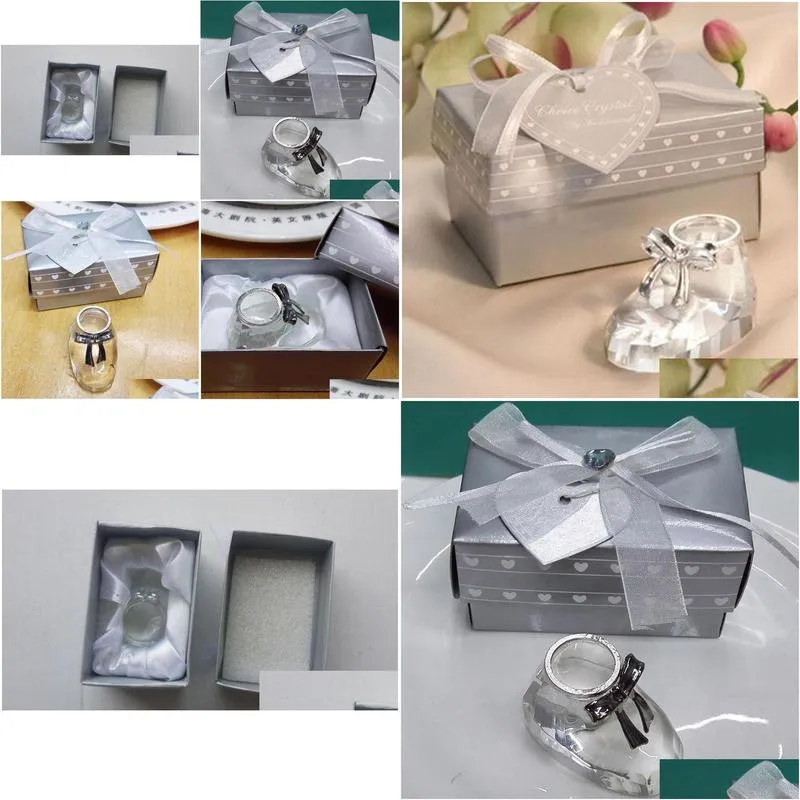 crystal baby bootie shoe keepsakes wedding figurine bridal shower baby shower favors baptism return gift za4409