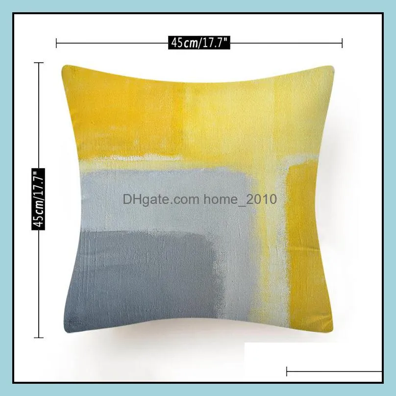 45x45cm abstract oil painting geometric decorative pillow cushions case yellow blue green modern art pillowcase sofa pillows