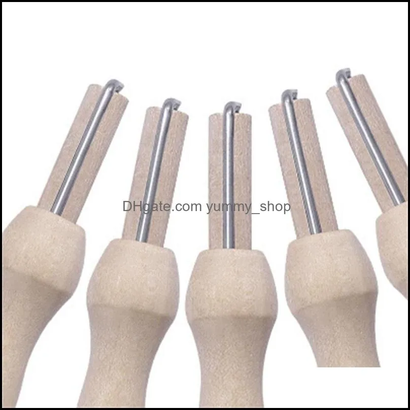 new5pcs wooden handle holder with felting needles diy craft sewing needlework felt hand needles tool rre11529