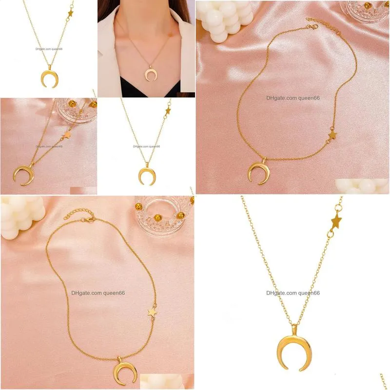 fashion jewelry simple moon pendant necklace star chain choker necklaces