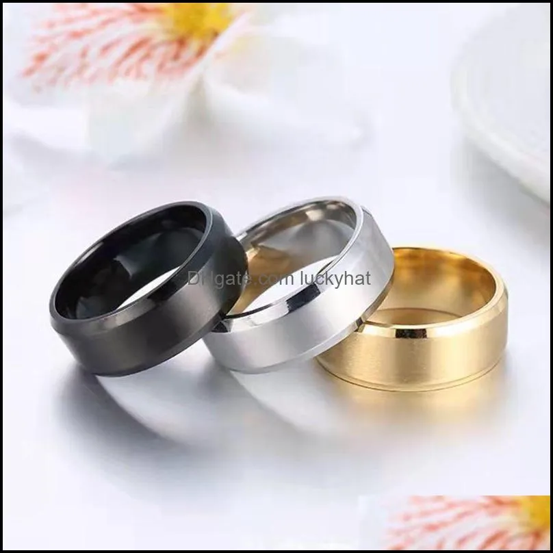 classic mens 8mm stainless steel rings brushed surface wedding band unisex engagement jewelry size 613