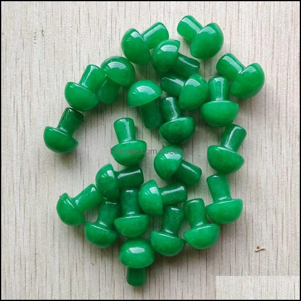 2cm carved mini mushroom stone statue ornament green crystal stones home decor gift jewelry making pendant wholesale