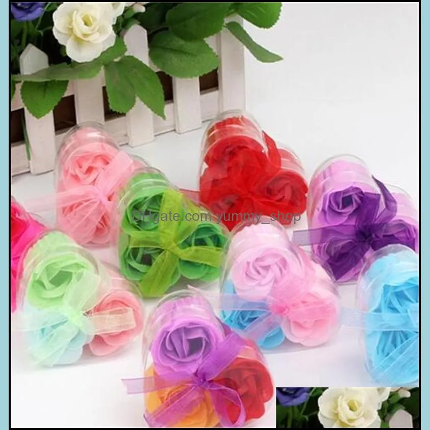 newheart shape rose soap pvc box packed handmade flower paper flower soap rose valentines day birthday party gifts rre12433