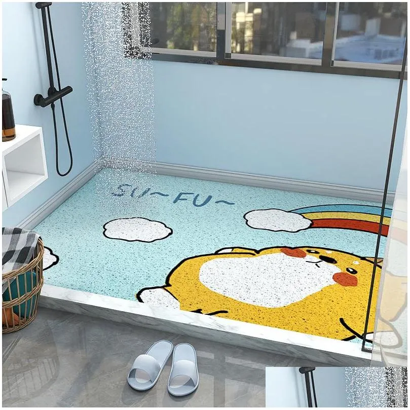 carpets cartoon bathroom non slipmat childrens bathroom anti fall floor mat bath shower room silk circle foot mats household can be