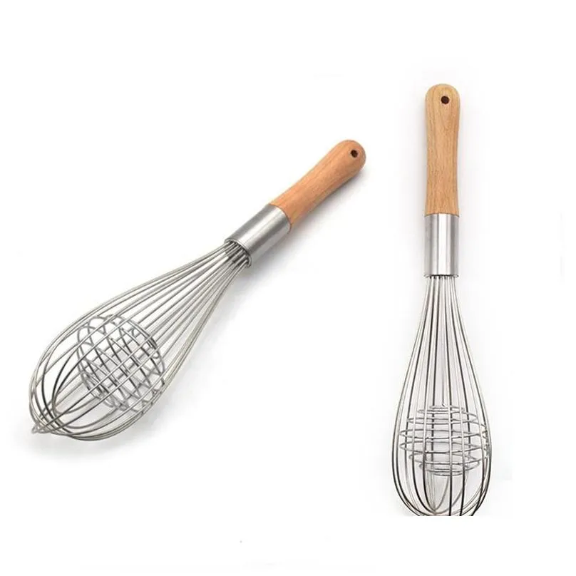 wood handle manual egg beaters kitchen tools hand egg mixer cooking foamer cook blender whisk wire egg beater tool lx1604