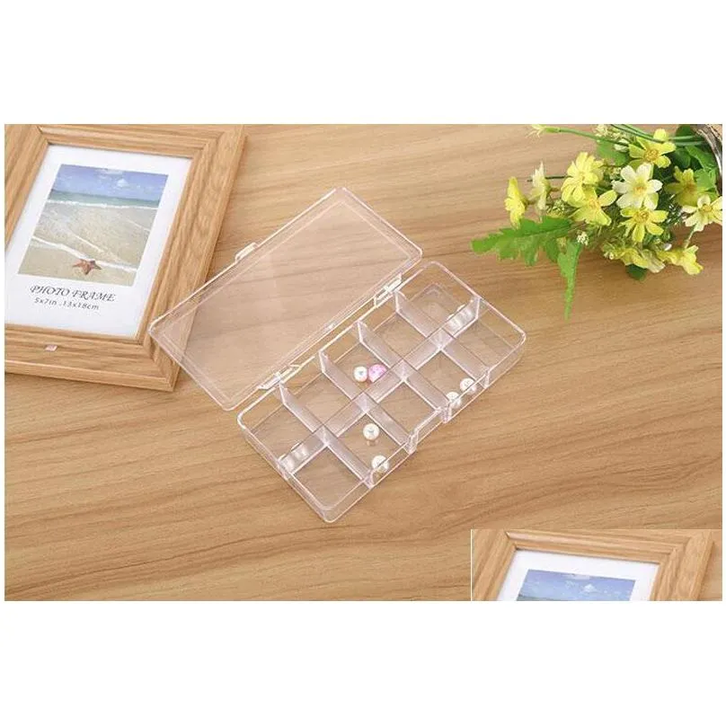 10 grids clear acrylic empty storage box beads jewelry decoration nail art display container case za5624