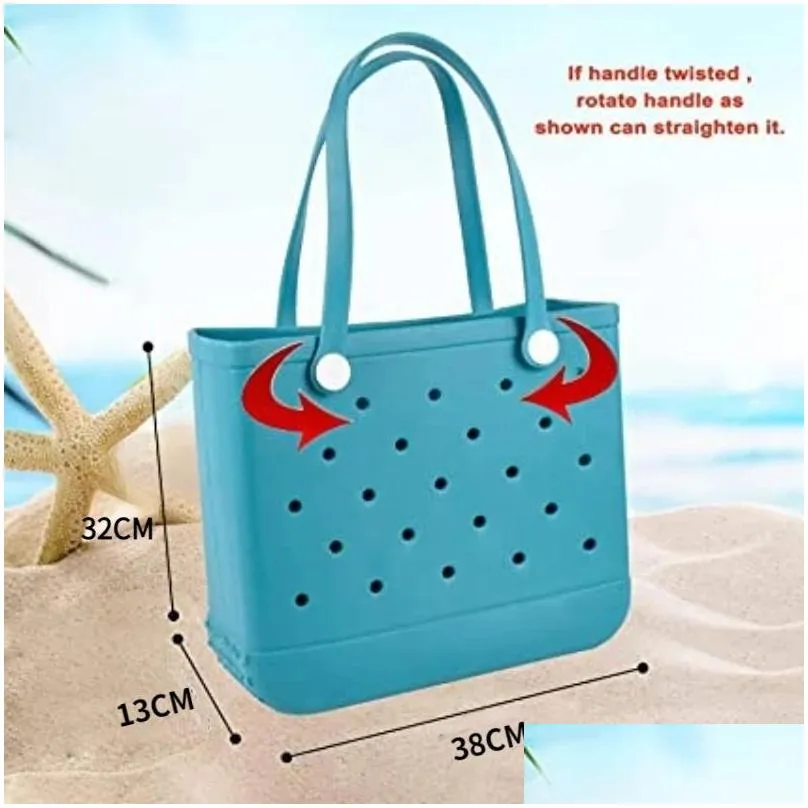 new rubber beach bags eva with hole waterproof sandproof durable open silicone tote bag for outdoor beach pool sports