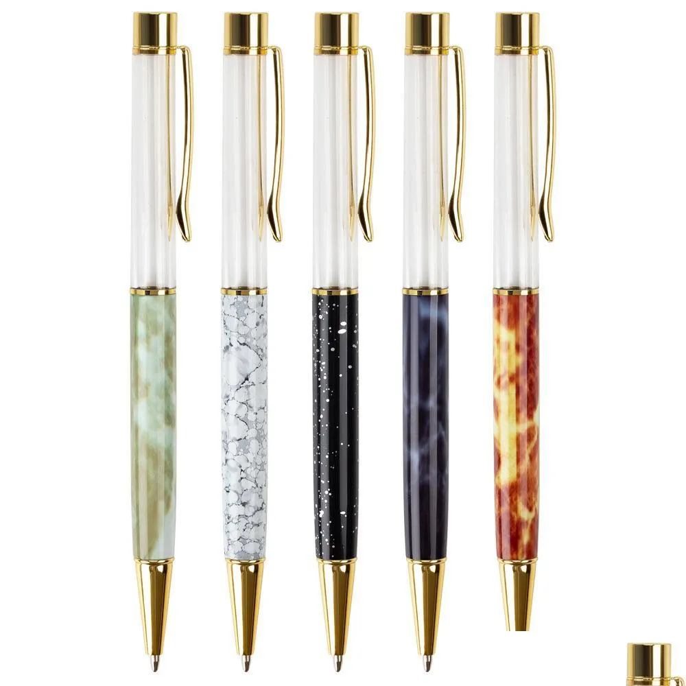 diy pen marble crystal ballpoint pens handmade selfassembling sand shell glitter foating