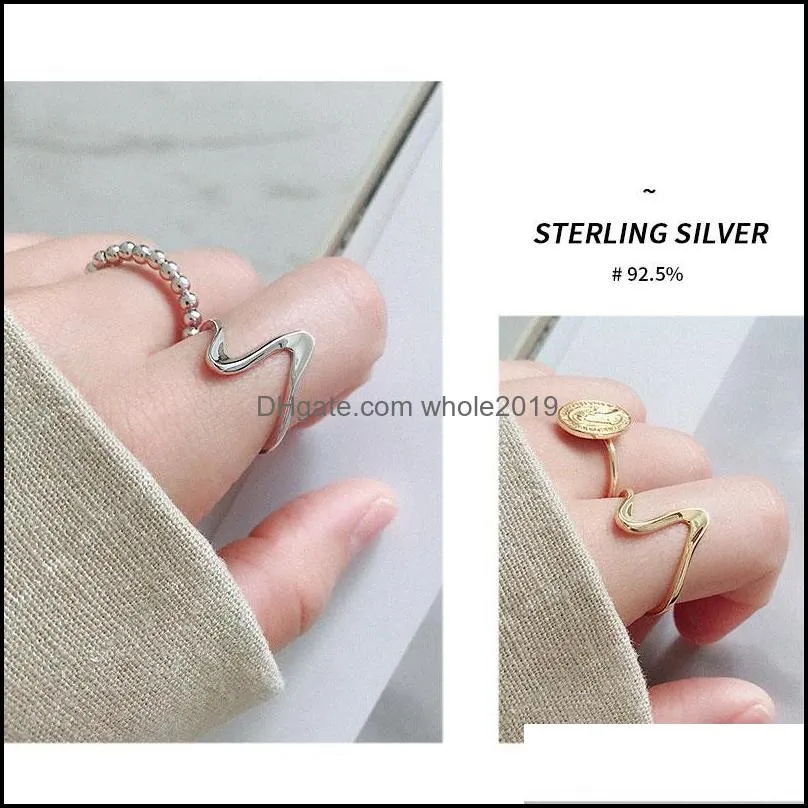 korean style ins simple wave ring for women 100 925 sterling silver open rings fine party jewelry ymr704