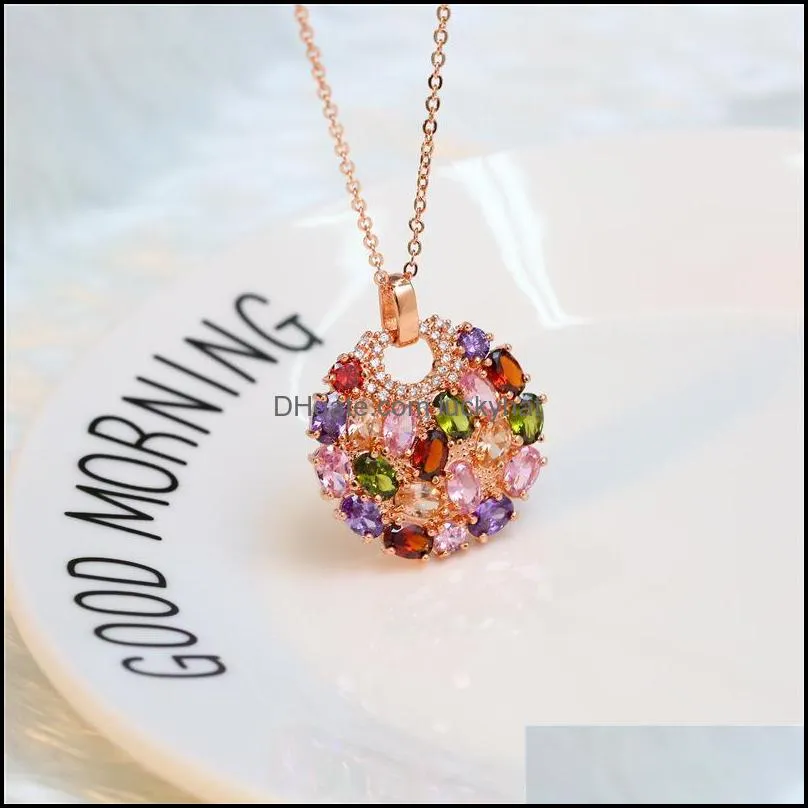 wholesale super shining colorful zircon necklace fashion environmental protection copper womens gorgeous tree necklace shipping