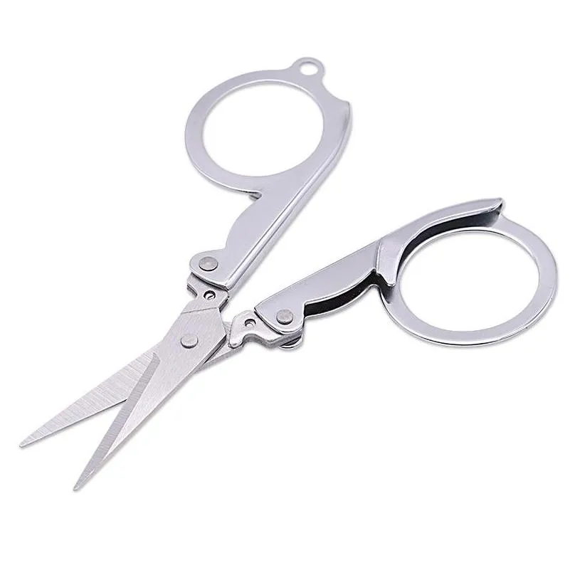 stainless steel folding scissors mini convenience travel silver tailor scissors household hand tools