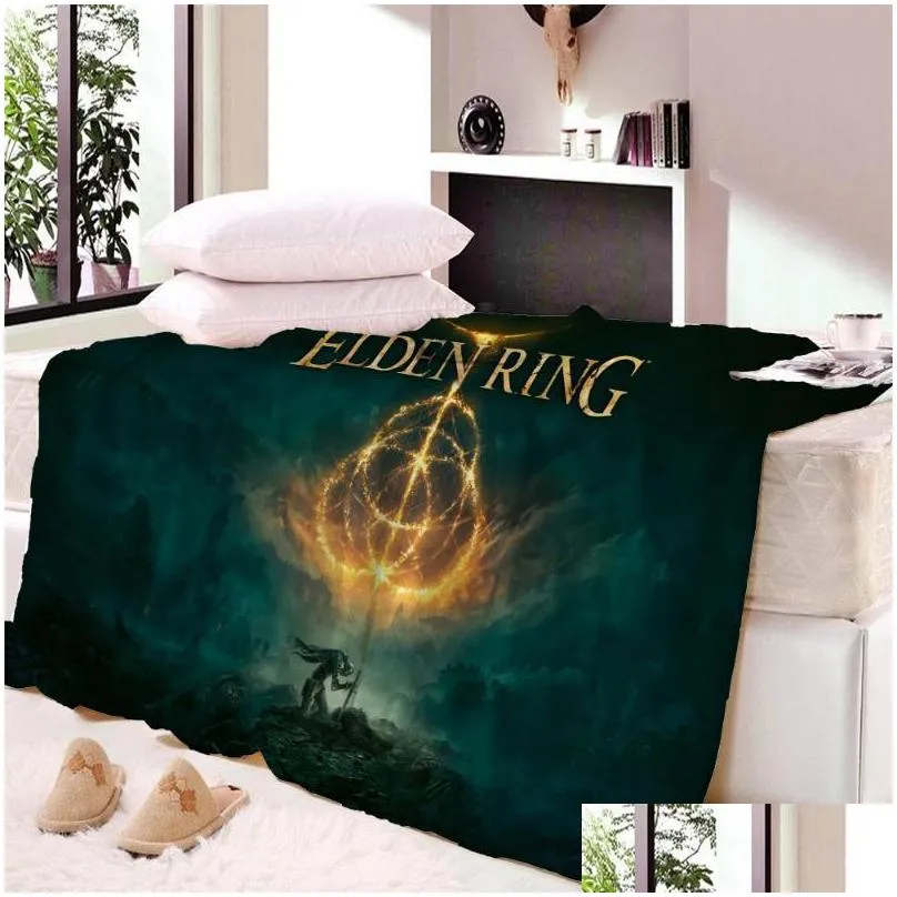 blankets elden ring rings blanket fleece undead knight dark souls games lightweight thin throw for bed bedroom quiltblankets