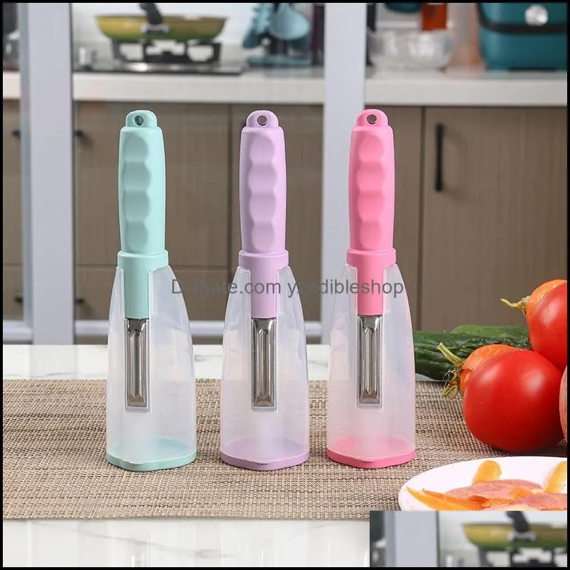 multifunctional vegetable tools storage type peeling knife with tube peeler peeling  supplies household