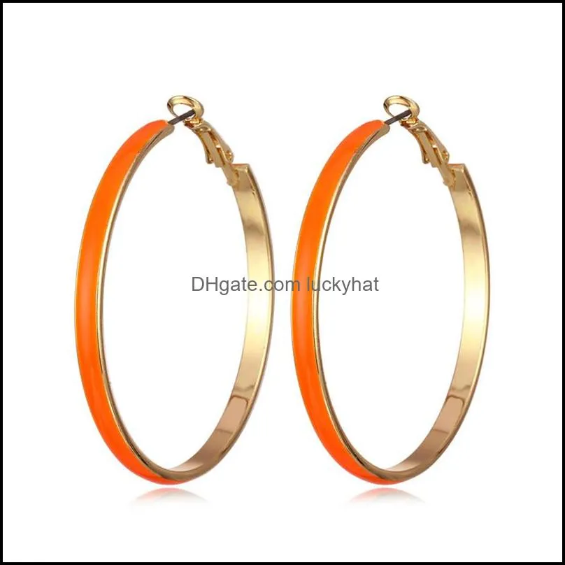 geometric colorful enamel hoop earrings dripping oil candy color circle earring jewelry gifts