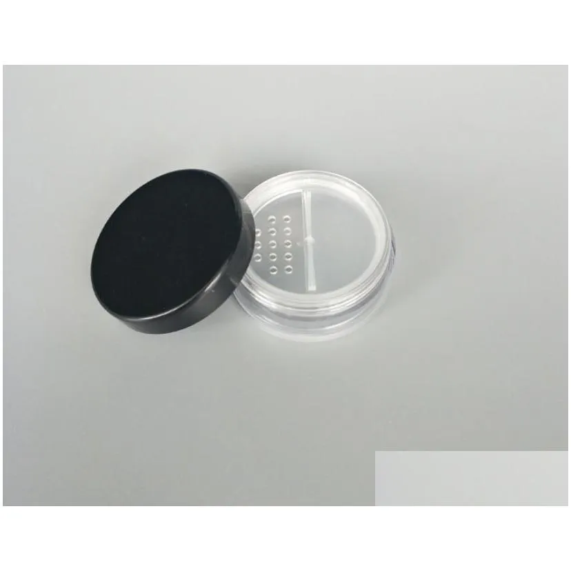 new 100pcs/lot 20g cosmetic jars with powder sifter and lid mesh with powder puff empty box jar containers makeup powder sn2175