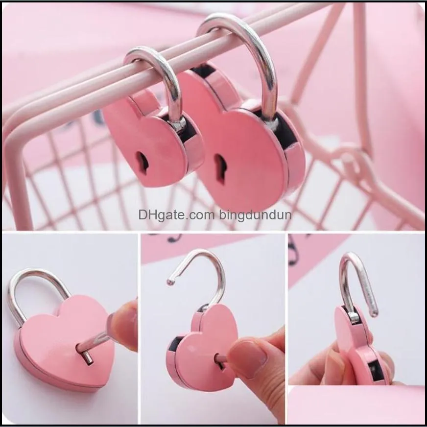valentines day 7 colors heart shaped concentric lock metal mulitcolor key padlock gym toolkit package door locks building supplies