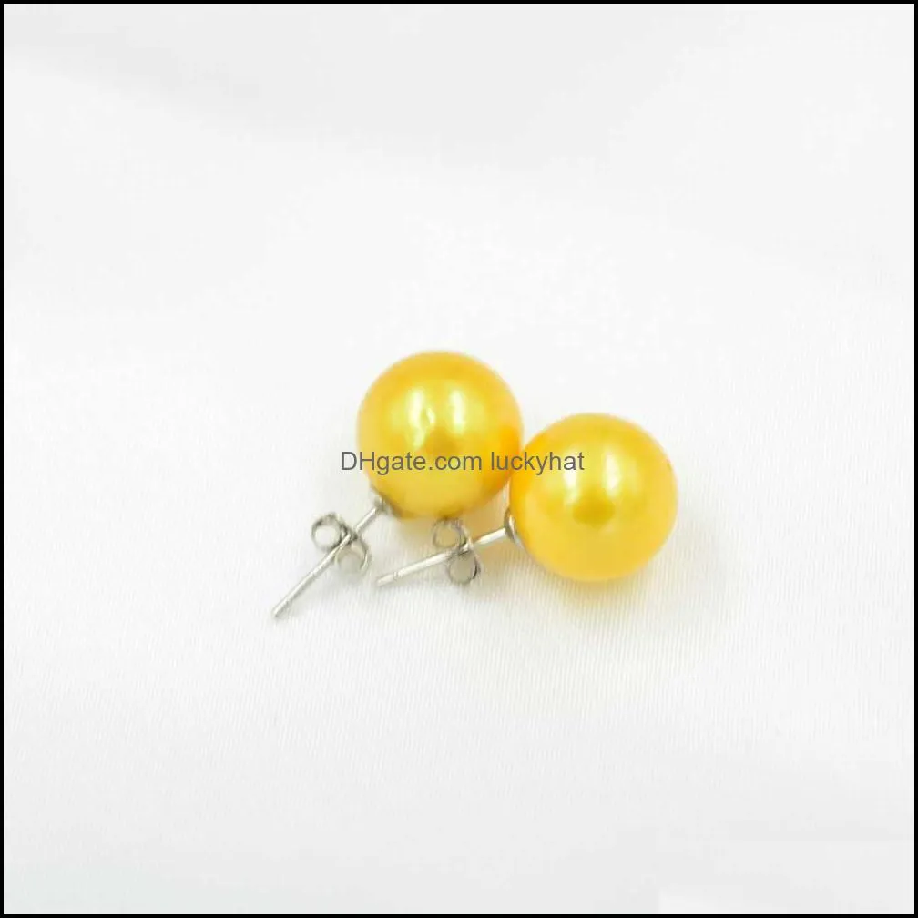 handmade stud pearls sterling silver s925 1011 mm edison 11 colors for choose colorful earrings