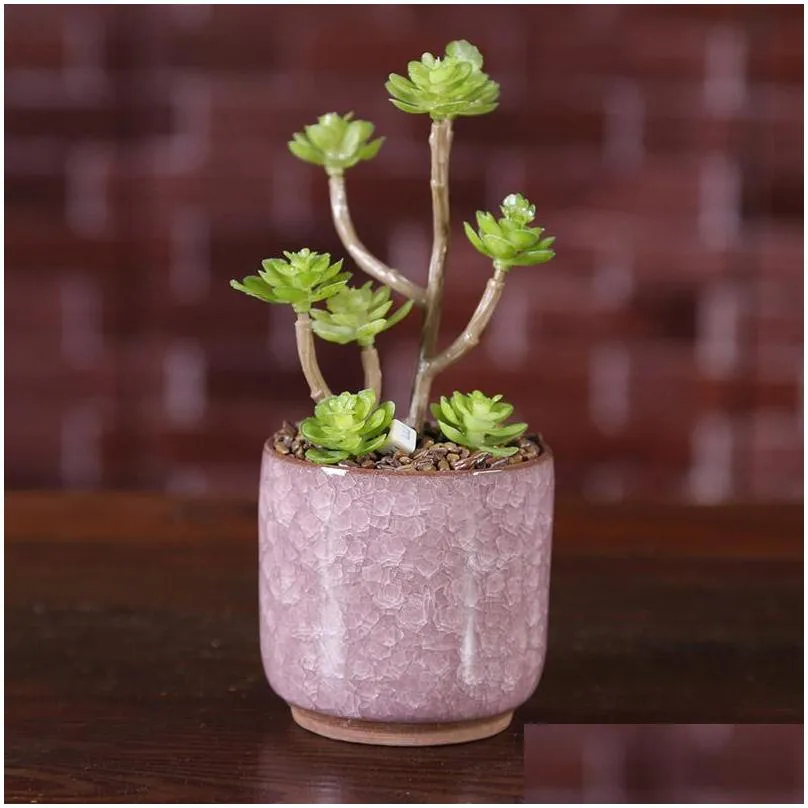 ice cracked mini ceramic flower pot colorful cute flowerpot for desktop decoration meaty potted plants planters 8 colors