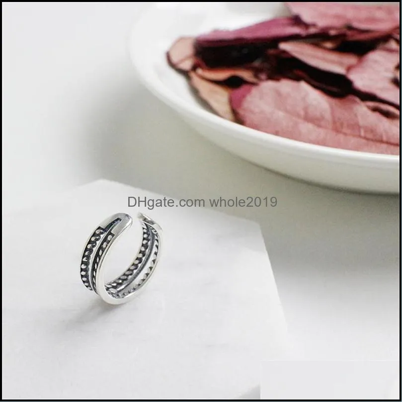 100 s925 sterling silver finger rings personality threelayer bead twist hollow open men women toe ring jewelry ymr544