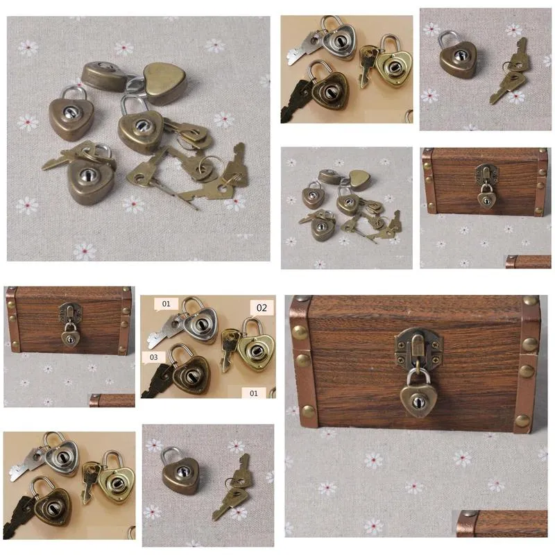 vintage heart shape romantic antique style mini archaize padlocks key lock with key valentines day gift sn2426