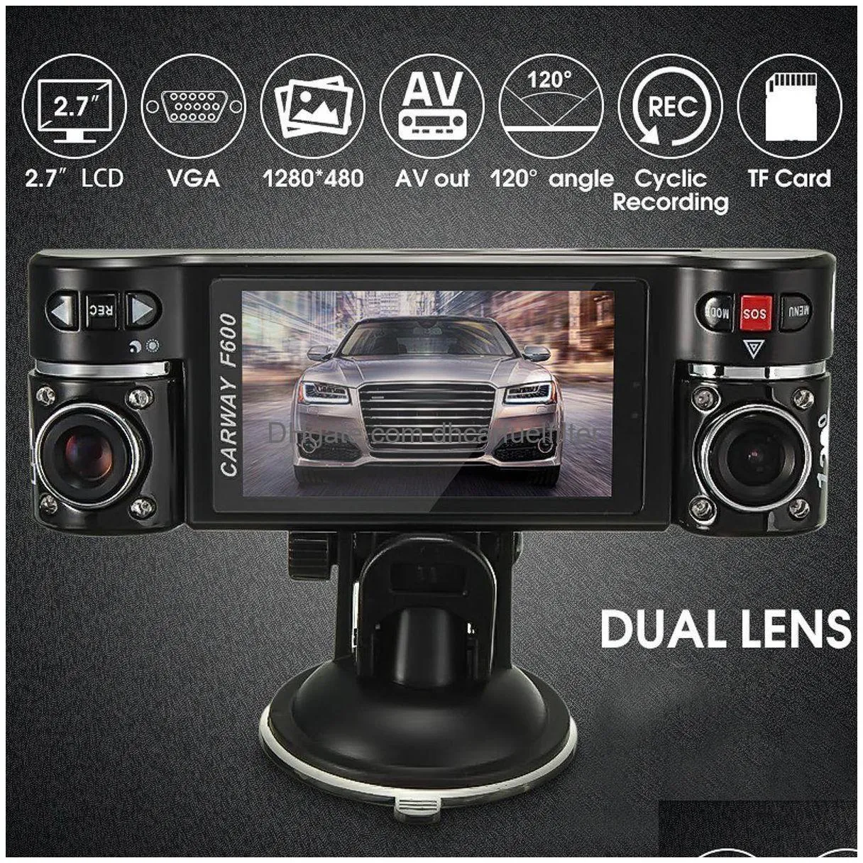 car dvr 2.7 1080p hd car dvr cmos camera video recorder dash cam gsensor gps dual lens arrive