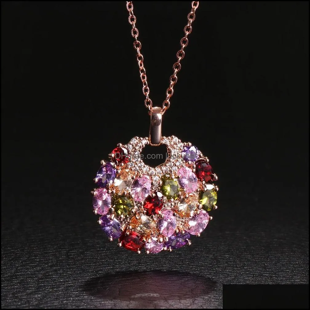wholesale super shining colorful zircon necklace fashion environmental protection copper womens gorgeous tree necklace shipping