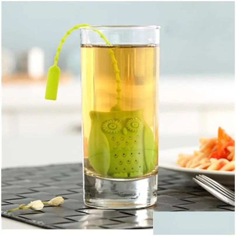 owl tea strainers cute silicone fliter strainer tea bags food grade loose leaf teas infuser filter diffuser 6 colors