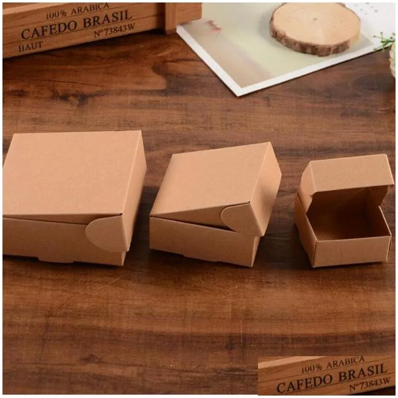 9.5x9.5x3.5cm kraft paper cardboard package box gift packaging soap jewlery packing box candy boxes za4518