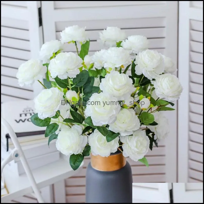 newsimulation peony artificial flower multi color red white blue home wedding beautiful decoration fake flower plastic peony rrd12545