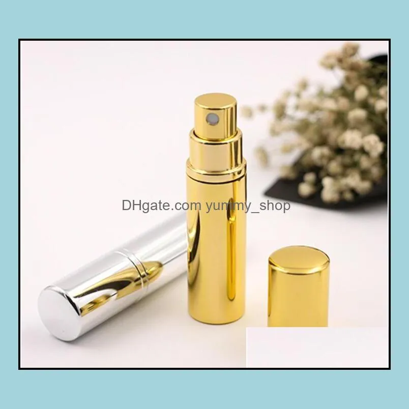 newbrilliant gold silver 5ml refillable portable mini bottle aluminum spray atomizer empty spray atomizer container rre11833