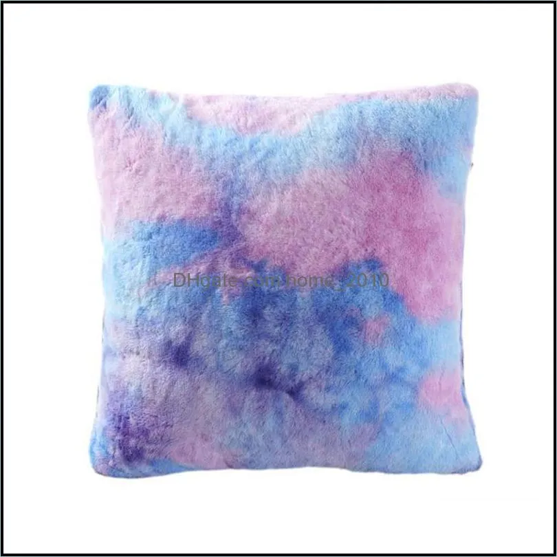 gradient faux fur short plush decorative pillow cushion cover colorful tie dyed pillowcase rainbow throw pillows sofa car chair el home