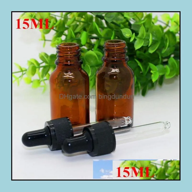 624pcs/lot 15ml eliquid glass amber bottles with pipette tube 0.5oz  oil glass dropper bottles 15 ml