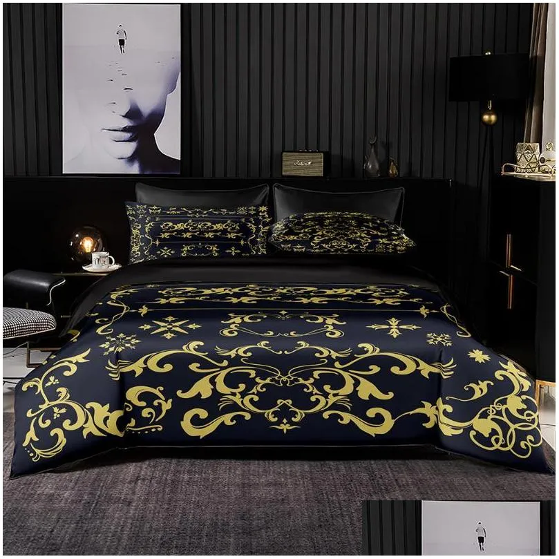 bedding sets noble style golden set duvet cover king size with pillowcase black quilt cover blanket sheetblack bed sheet