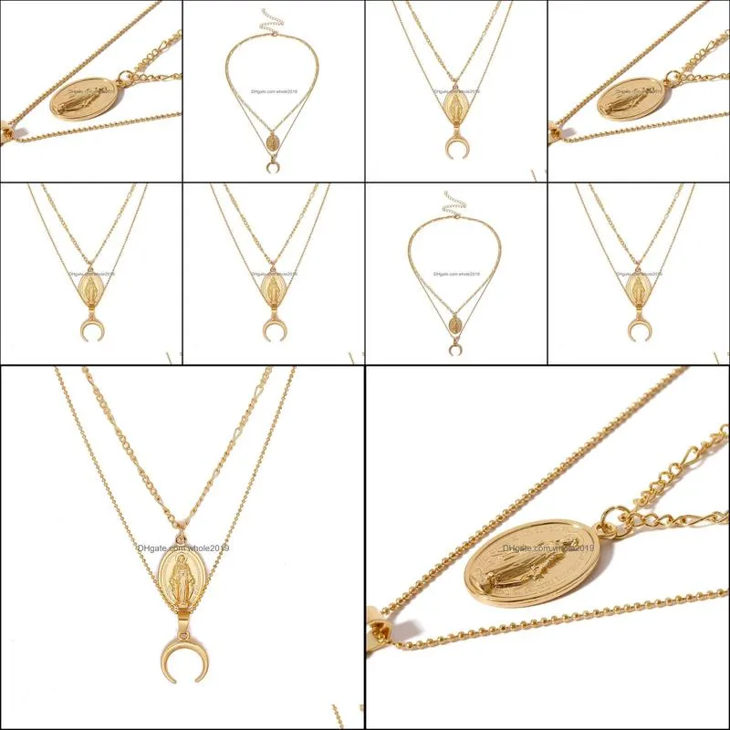 pretty multilayer necklaces pendants chic charm choker necklace bohemian jewelry wholesale color gold chains necklaces