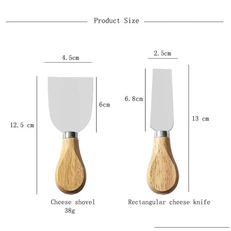 4pcs/set cheese knife set stainless steel cheese knife wood handle butter cutter cheese tool set lz0851