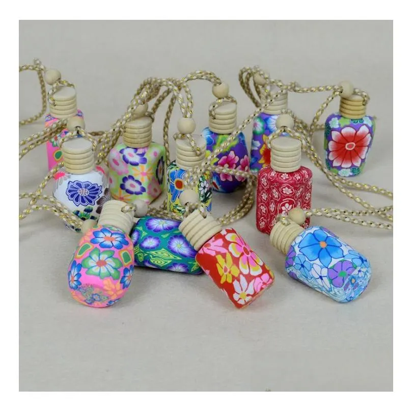 new arrive car hang decoration ceramic essence oil perfume bottle hang rope empty bottle shipping sn1458