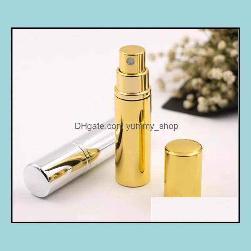 newbrilliant gold silver 5ml refillable portable mini bottle aluminum spray atomizer empty spray atomizer container rre11833