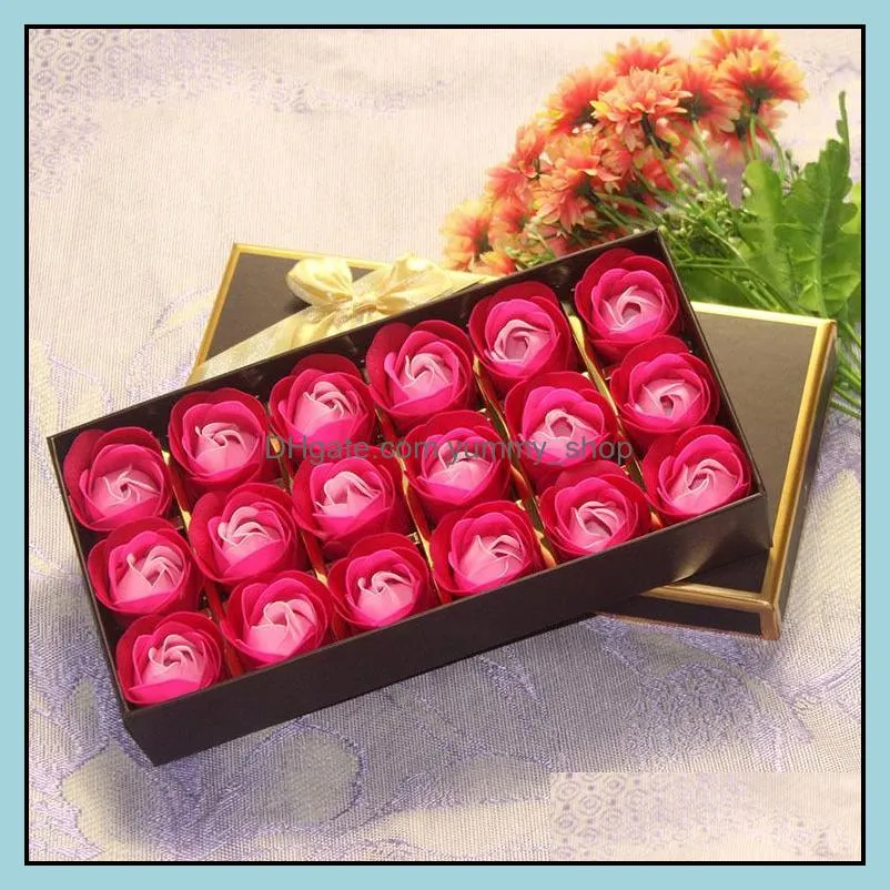 18pcs rose soap flower gift box wedding valentines day gifts rose bath body roses floral soap flowers rra11086