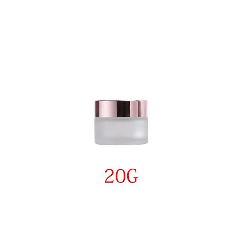 frosted glass cream jar clear cosmetic bottle lotion lip balm container with rose gold lid 5g 10g 30g 50g 100g packing bottles