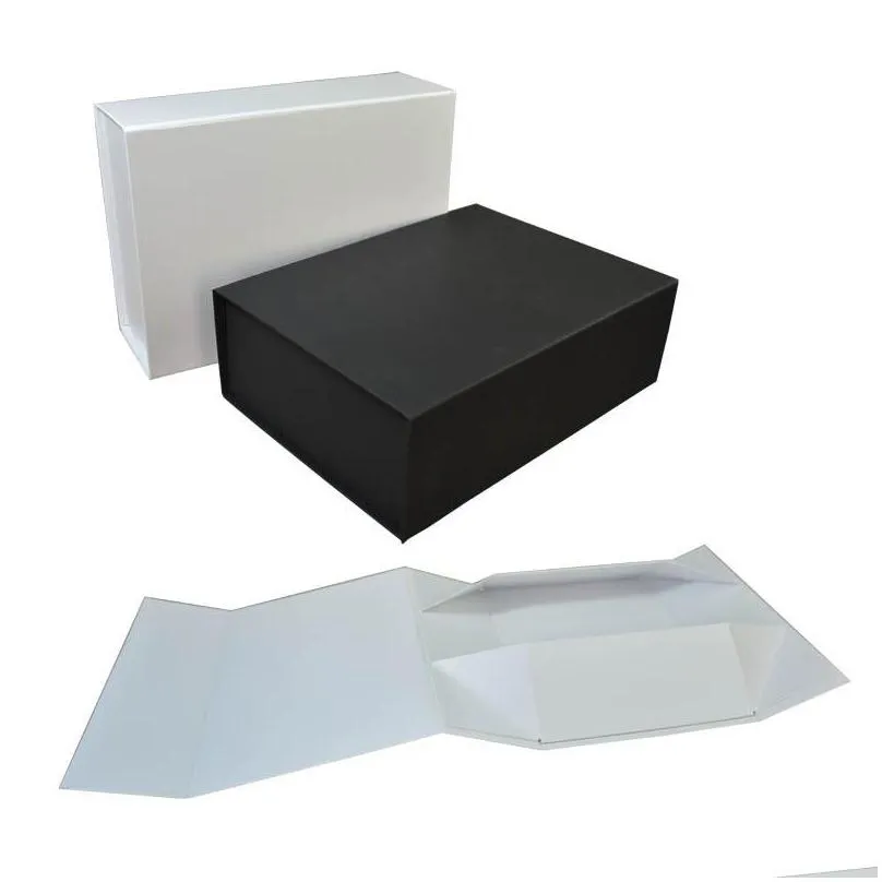 foldable black white hard gift box with magnetic closure lid favor boxes childrens shoes storage box 22x16x10cm lx3806