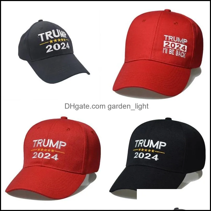 trump 2024 hat trump cotton sunscreen baseball cap with adjustable buckles embroidery letters usa cap red and black color for outdoor 754