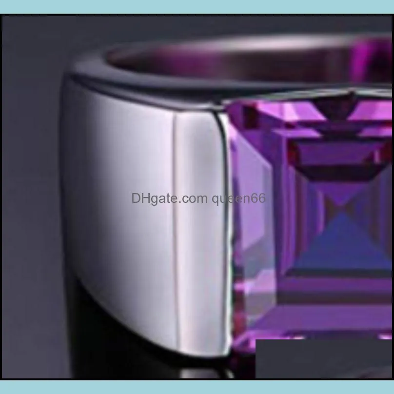 rings mens square 3.3ct created alexandrite sapphire 925 sterling sliver ring for men fine jerwelry fashion style648 t2