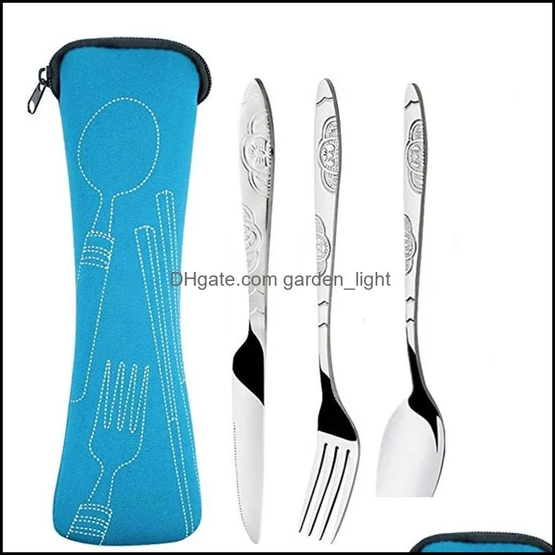 portable dinnerware set spoons stainless steel steak forks travel camping kitchen accessories knife new arrival 3 5zx f2